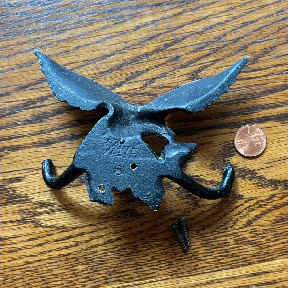 Vintage Black Cast Iron Bird Wall Hook